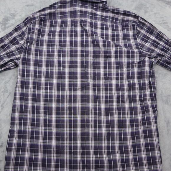 Michael Kors Shirt Mens L Purple Plaid Button Up Long Sleeve Collared Top - Picture 12 of 16